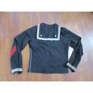 Vintage Authentic Dress Blue Military Shirt Zipper side Cosplay